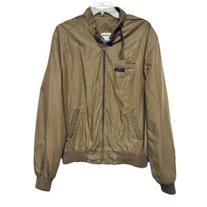 Vintage Members Only Tan Full Zip Cafe Racer Jacket Rainbow Tag Size 42 L READ